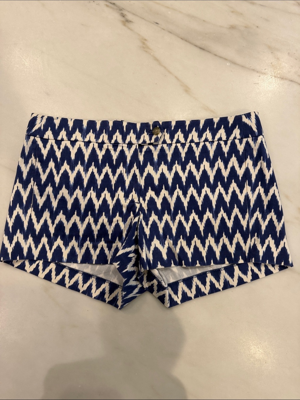 J. Crew Navy & White Chevron High-Waist Shorts Size 8